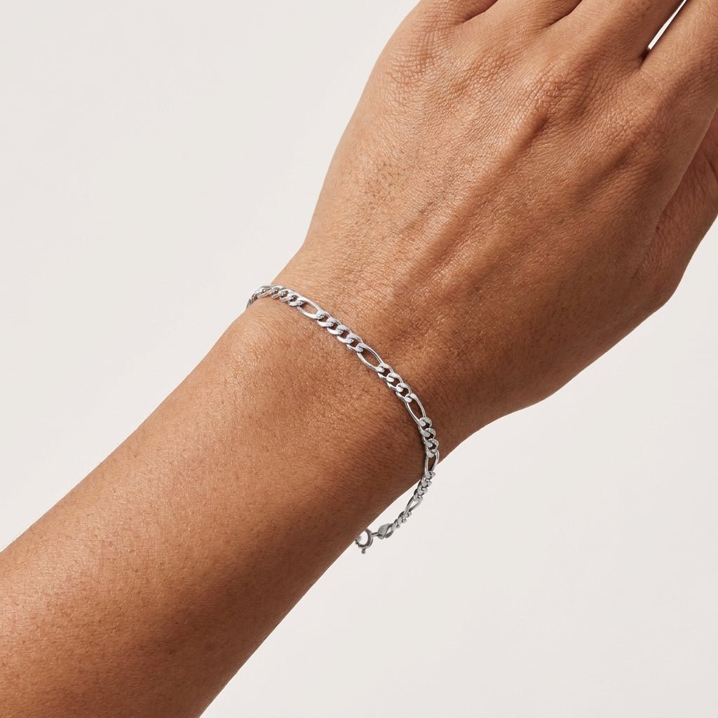 Pulseira Prateada Masculina Elo 3x1 4mm – Corrente Elegante Moderna | Helennea - Masculinas | Helennea