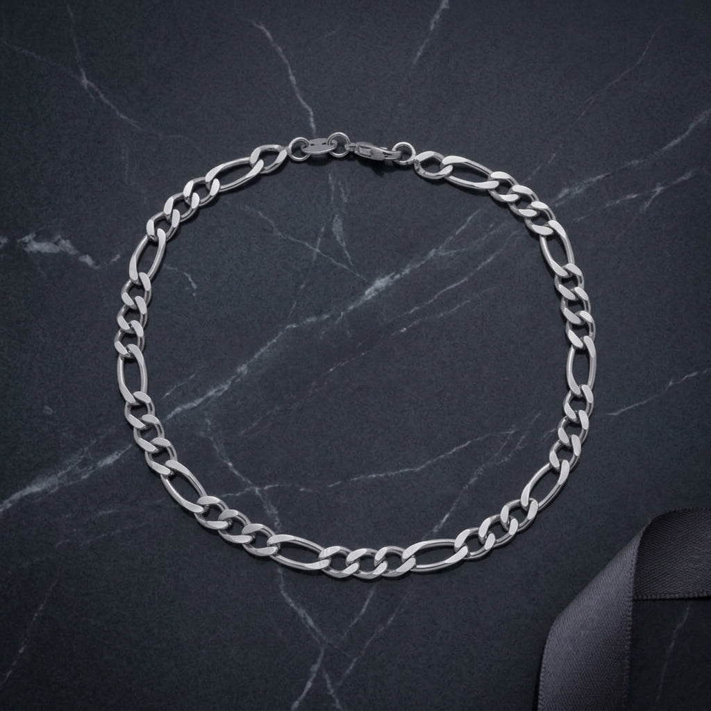 Pulseira Prateada Masculina Elo 3x1 5mm – Corrente Grossa Elegante Moderna | Helennea - Masculinas | Helennea